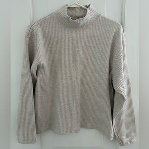 Eddie Bauer Long Sleeve Ribbed Knit Top Mock Neck 100% Cotton Size M